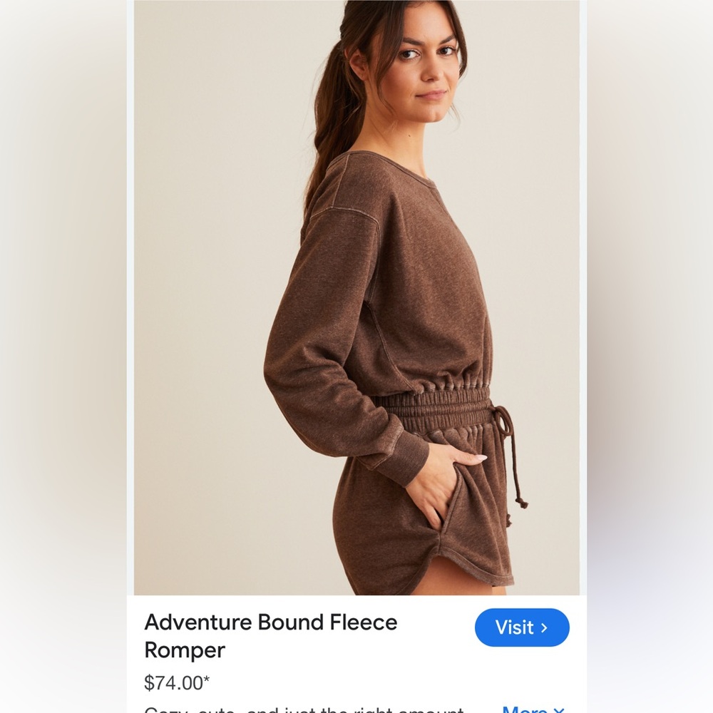 Altar’d State Brown Fleece Romper